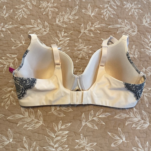 Ambrielle padded underwire bra 38C Tan and black lace design - Picture 3 of 5